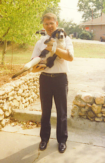40/64 John with his rabbit dog Dufus 1985